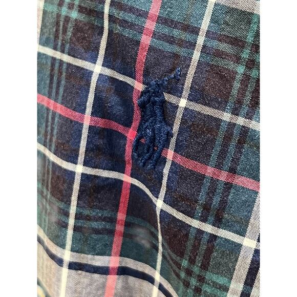 Ralph Lauren Oxford Shirt Men's Large Blue Green Tartan Plaid Button Up L/S - Picture 4 of 8